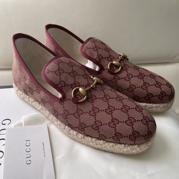 NIB $790 Gucci Men GG Monogram Sneakers Loafer Shoes Brown 9 US /8 UK Italy main image 5